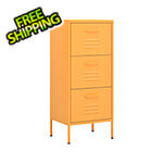 vidaXL 16.7" x 13.8" x 40" Steel 3-Drawer Cabinet (Mustard Yellow)