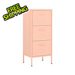 vidaXL 16.7" x 13.8" x 40" Steel 3-Drawer Cabinet (Pink)