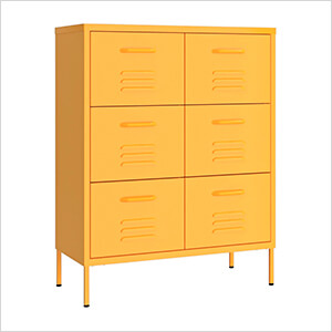 31.5" x 13.8" x 40" Steel 6-Drawer Cabinet (Mustard Yellow)