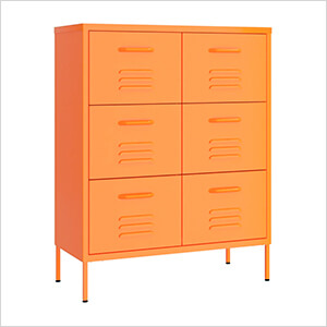31.5" x 13.8" x 40" Steel 6-Drawer Cabinet (Orange)