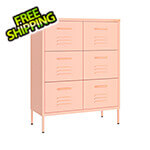 vidaXL 31.5" x 13.8" x 40" Steel 6-Drawer Cabinet (Pink)