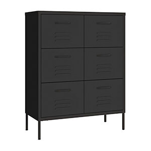 31.5" x 13.8" x 40" Steel 6-Drawer Cabinet (Black)