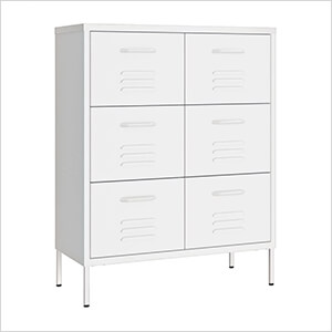 31.5" x 13.8" x 40" Steel 6-Drawer Cabinet (White)