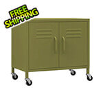 vidaXL 23.6" x 13.8" x 22" Steel Rolling Storage Cabinet (Olive Green)