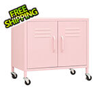 vidaXL 23.6" x 13.8" x 22" Steel Rolling Storage Cabinet (Pink)