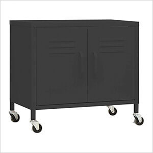 23.6" x 13.8" x 22" Steel Rolling Storage Cabinet (Black)