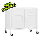 vidaXL 23.6" x 13.8" x 22" Steel Rolling Storage Cabinet (White)