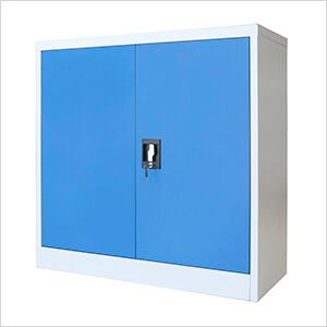 35.4" x 15.7" x 35.4" Metal Office Cabinet (Gray and Blue)