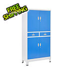 vidaXL 35.4" x 15.7" x 70.9" Metal Office Cabinet (Gray and Blue)
