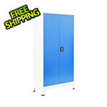 vidaXL 35.4" x 15.7" x 70.9" Metal Locker Cabinet (Gray and Blue)
