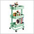 3-Tier Rolling Steel Bin Trolley Cart (Mint)