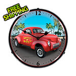 Collectable Sign and Clock Willys Gasser Backlit Wall Clock