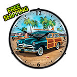 Collectable Sign and Clock Woodys Surfer Wagon Backlit Wall Clock