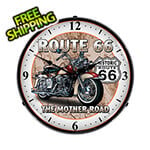 Collectable Sign and Clock Route 66 Bike Backlit Wall Clock
