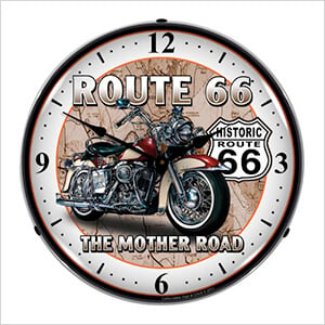 Route 66 Bike Backlit Wall Clock