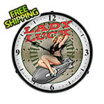 Collectable Sign and Clock Lady Luck Backlit Wall Clock