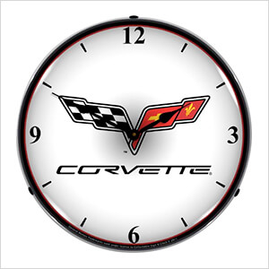 C6 Corvette Logo Backlit Wall Clock