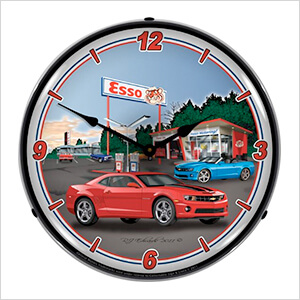 Camaro Esso Station Backlit Wall Clock