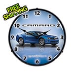 Collectable Sign and Clock Camaro G5 Imperial Blue Backlit Wall Clock