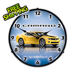 Collectable Sign and Clock Camaro G5 Rally Yellow Backlit Wall Clock