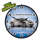 Collectable Sign and Clock Camaro G5 Silver Ice Backlit Wall Clock