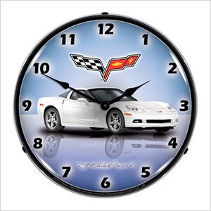 C6 Corvette Arctic White Backlit Wall Clock