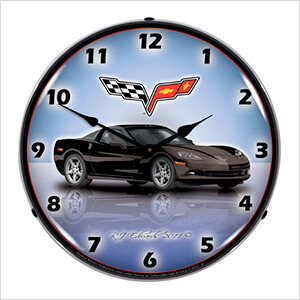 C6 Corvette Black Backlit Wall Clock