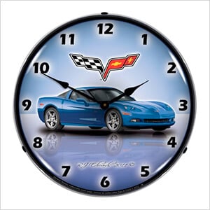 C6 Corvette Jetstream Blue Backlit Wall Clock