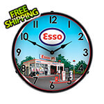 Collectable Sign and Clock Esso Station Backlit Wall Clock