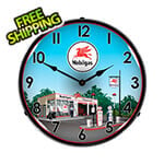 Collectable Sign and Clock Mobil Station Backlit Wall Clock