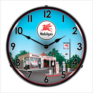 Mobil Station Backlit Wall Clock