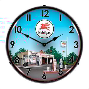 Mobil Station Backlit Wall Clock