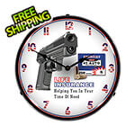 Collectable Sign and Clock Gun Insurance Backlit Wall Clock