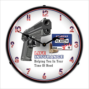 Gun Insurance Backlit Wall Clock