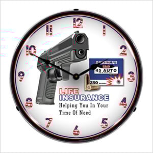 Gun Insurance Backlit Wall Clock