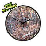 Collectable Sign and Clock Great Eight-Whitetail Deer Backlit Wall Clock