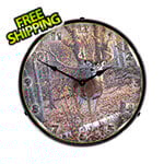 Collectable Sign and Clock Great Eight-Whitetail Deer Backlit Wall Clock
