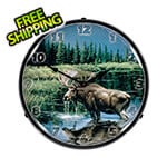 Collectable Sign and Clock Northern Solitude Moose Backlit Wall Clock