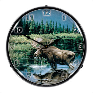 Northern Solitude Moose Backlit Wall Clock