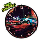 Collectable Sign and Clock Lift Off Drag Racing Backlit Wall Clock
