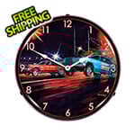 Collectable Sign and Clock Lift Off Drag Racing Backlit Wall Clock