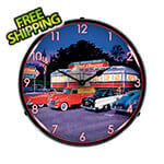 Collectable Sign and Clock Red Arrow Diner Backlit Wall Clock