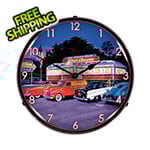 Collectable Sign and Clock Red Arrow Diner Backlit Wall Clock