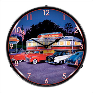 Red Arrow Diner Backlit Wall Clock