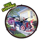 Collectable Sign and Clock Shade Tree Mechanic Backlit Wall Clock