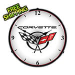 Collectable Sign and Clock C5 Corvette 2 Backlit Wall Clock