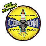 Collectable Sign and Clock Champion Plugs Vintage Backlit Wall Clock