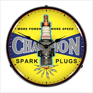 Champion Plugs Vintage Backlit Wall Clock