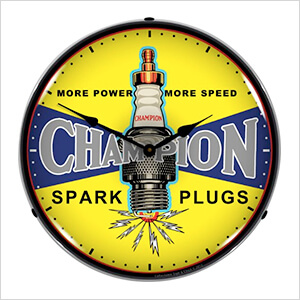 Champion Plugs Vintage Backlit Wall Clock