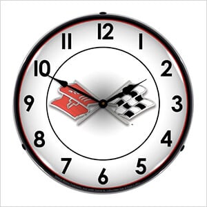 Corvette Flags Backlit Wall Clock